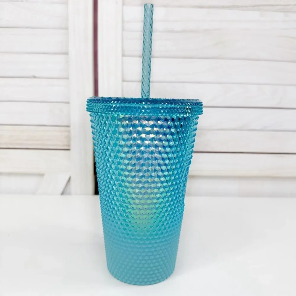 Starbucks Diamond Cut Studded Ombre‎ Glacier Blue Tumbler Cup Blue 16oz Grande